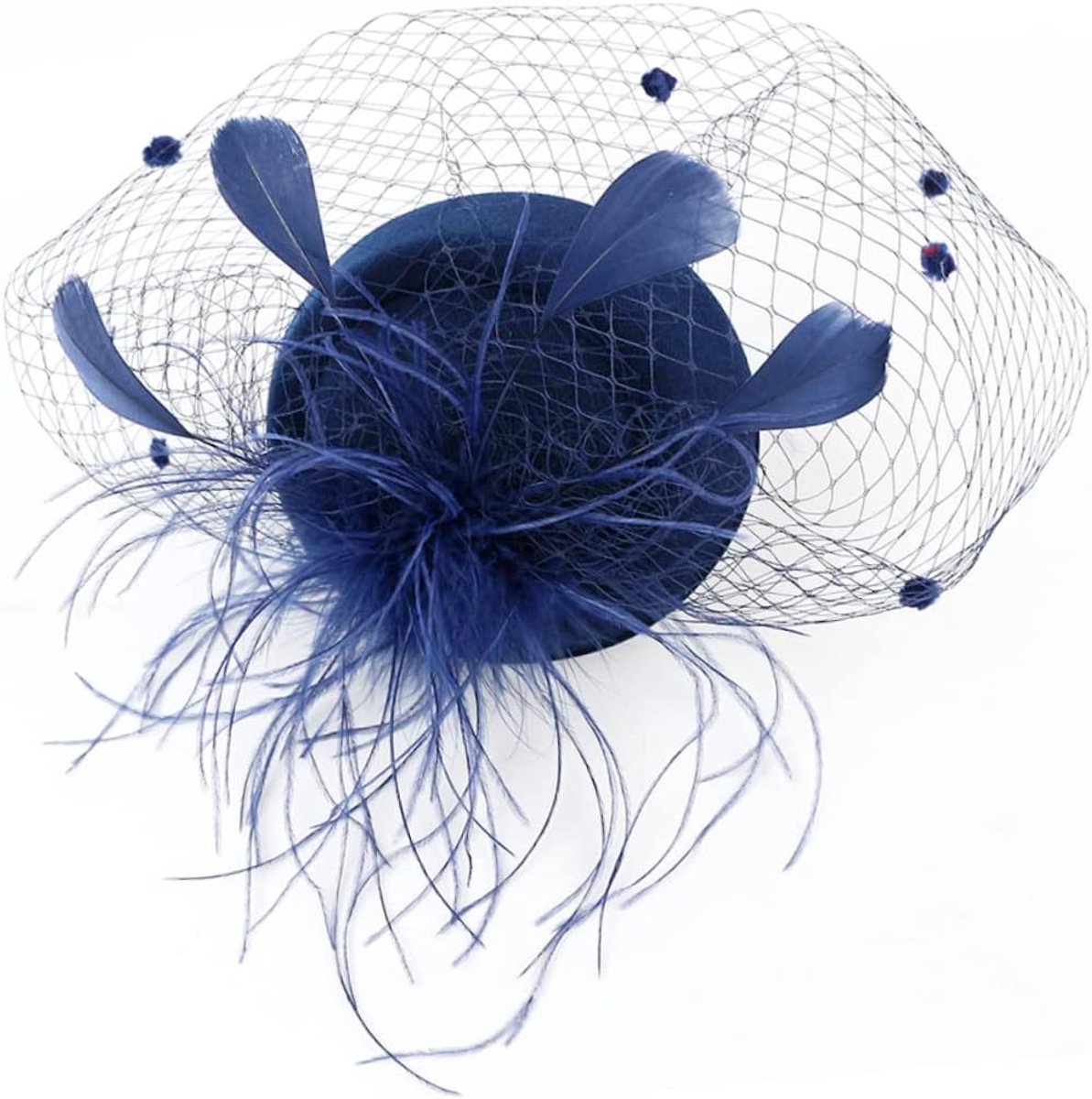 Bruid Hoofdtooi - Elegante Haarband - Bruiloft Feest - Gaas Baret Ontwerp - 17x17x5 cm - Marine
