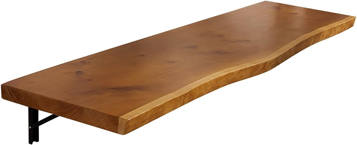 Opvouwbare Wandtafel - Klaptafel Bureau - Ruimtebesparend Werken - Massief Houten Blad - 100cm Breed - Houtkleur