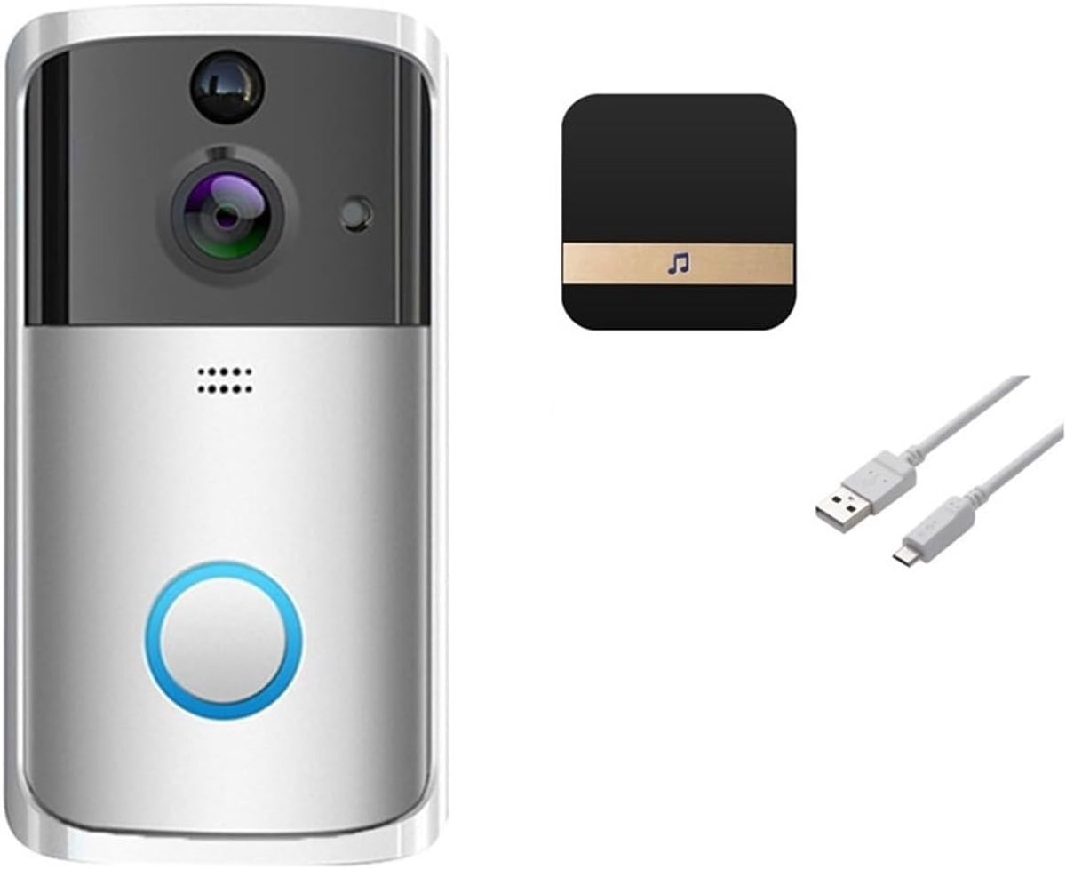 Video Deurbel Wifi - Slimme Camera Deurtelefoon - Thuisbeveiliging Installeren - Bewegingsdetectie Waterdicht - Groothoeklens 166 Graden - Zilver