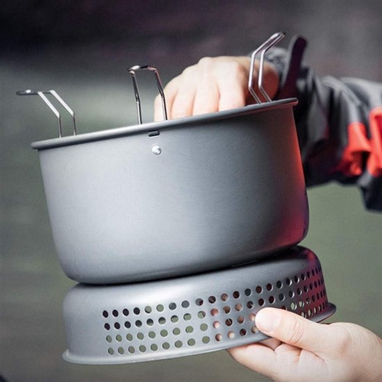 5PCS Outdoor Camping Cooking Set Portable Cookware Cookware Gas Stove Set Windproof Kettle Crib Pots for 1-2 Person Pan Set with for Outdoor Camping Hiking Picnic — afbeelding 5