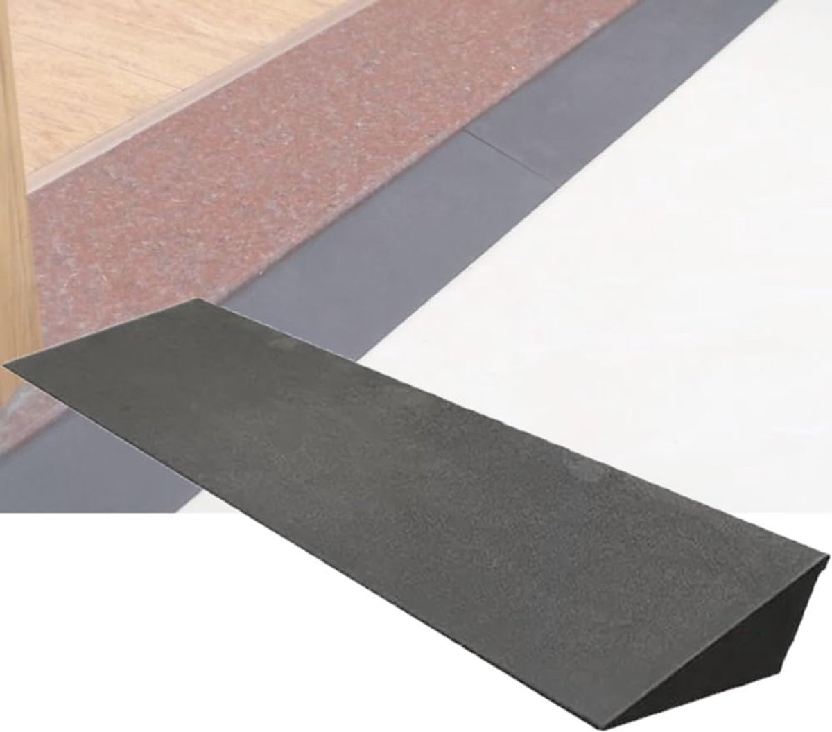 Drempelhelling Oprit - Rolstoelhelling Rubber - Drempels Overbruggen - Antislip Ontwerp - 50x6x1cm - Zwart