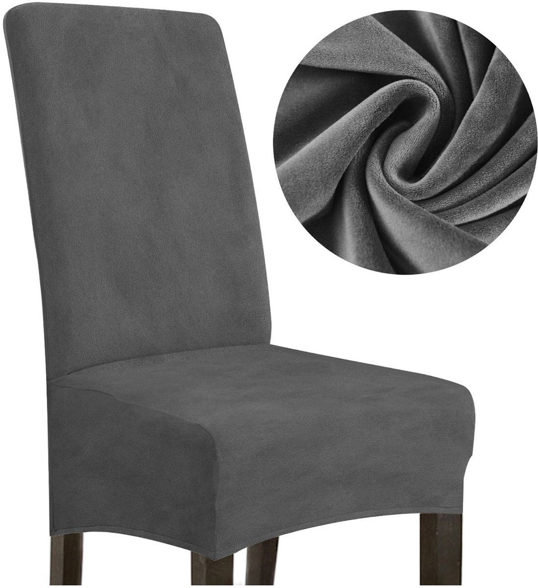 Meble odNowa Serie - Grijze Velours Stoelhoes - Grootte L - Hoge Rugleuning 70cm