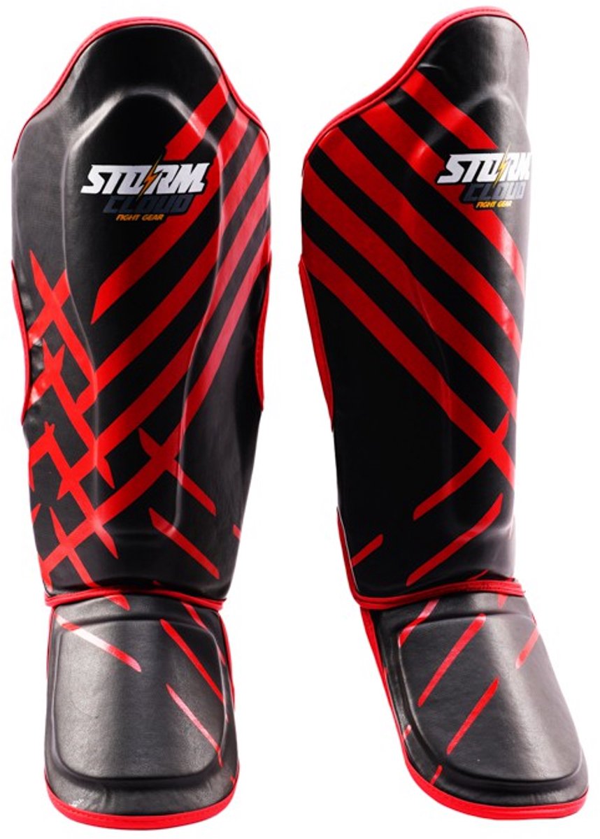 StormCloud Lynx Serie - Scheenbeschermers - Zwart-Rood - XL