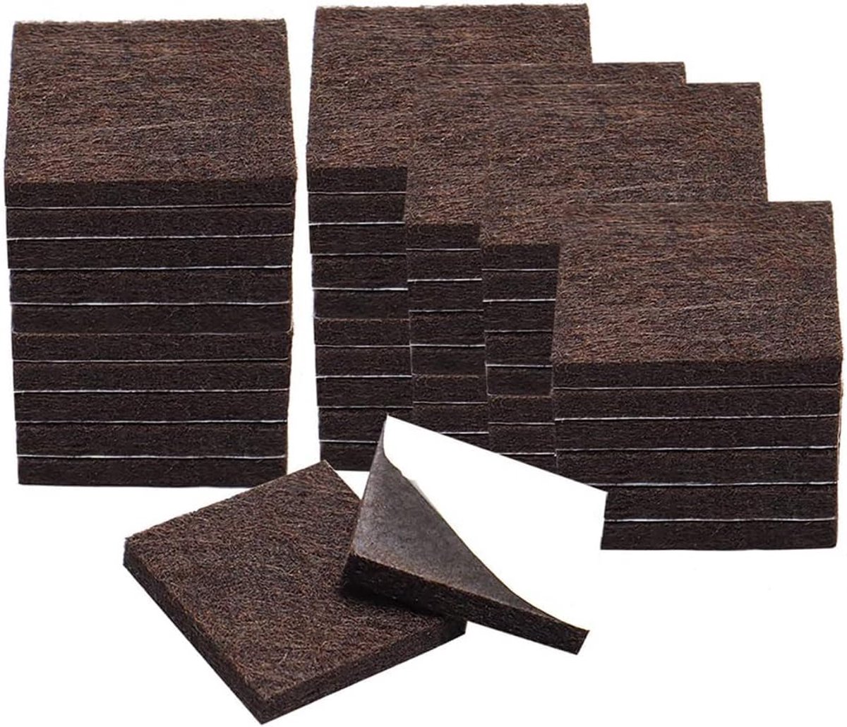 Meubelvilt Pads - Vloerbeschermers - Meubels Beschermen - Sterke Zelfklevende Laag - Vierkant 4x4 cm - Bruin