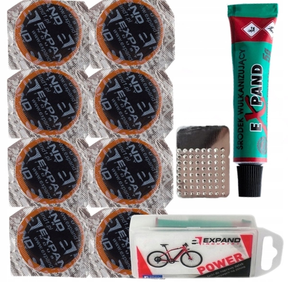 Expand POWER - Fietsband Reparatieset - 8 Ronde Patches - Ventiel Rubber
