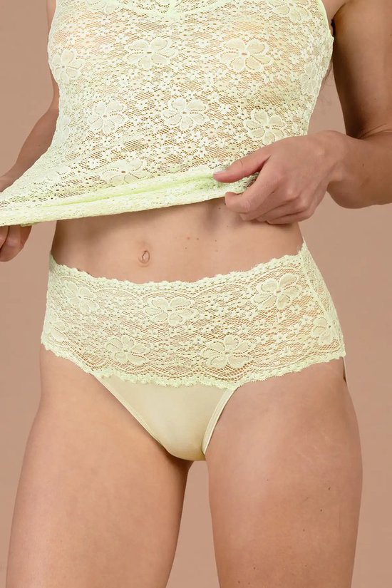 Nina von C slip taille haute en dentelle pour femme - Millefleurs - Slip maxi haut de luxe avec dentelle - Viscose & modal - Couleurs - 46