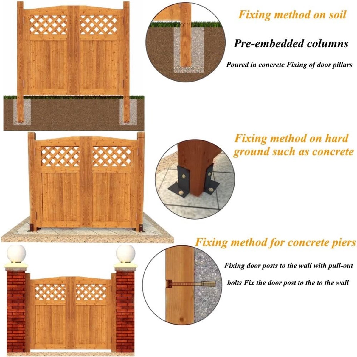 Houten Tuinpoort - Dubbele Opening Poort - Tuin Afscheiding - Duurzaam Hout Ontwerp - 117x100cm - Teak Kleur