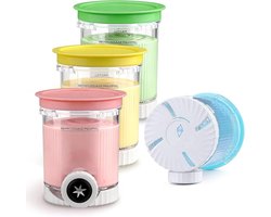 Ijsbekers Geschikt Voor Ninja Cream - 4 Stuks - Ijsbakje - Bestand Tegen Kou En Hitte - Vaatwasserbestendig - Accessoires - Bpa-Vrij - Ijsbekers - Ijsstand - Met Deksel - Blauw, Groen, Geel, Roze