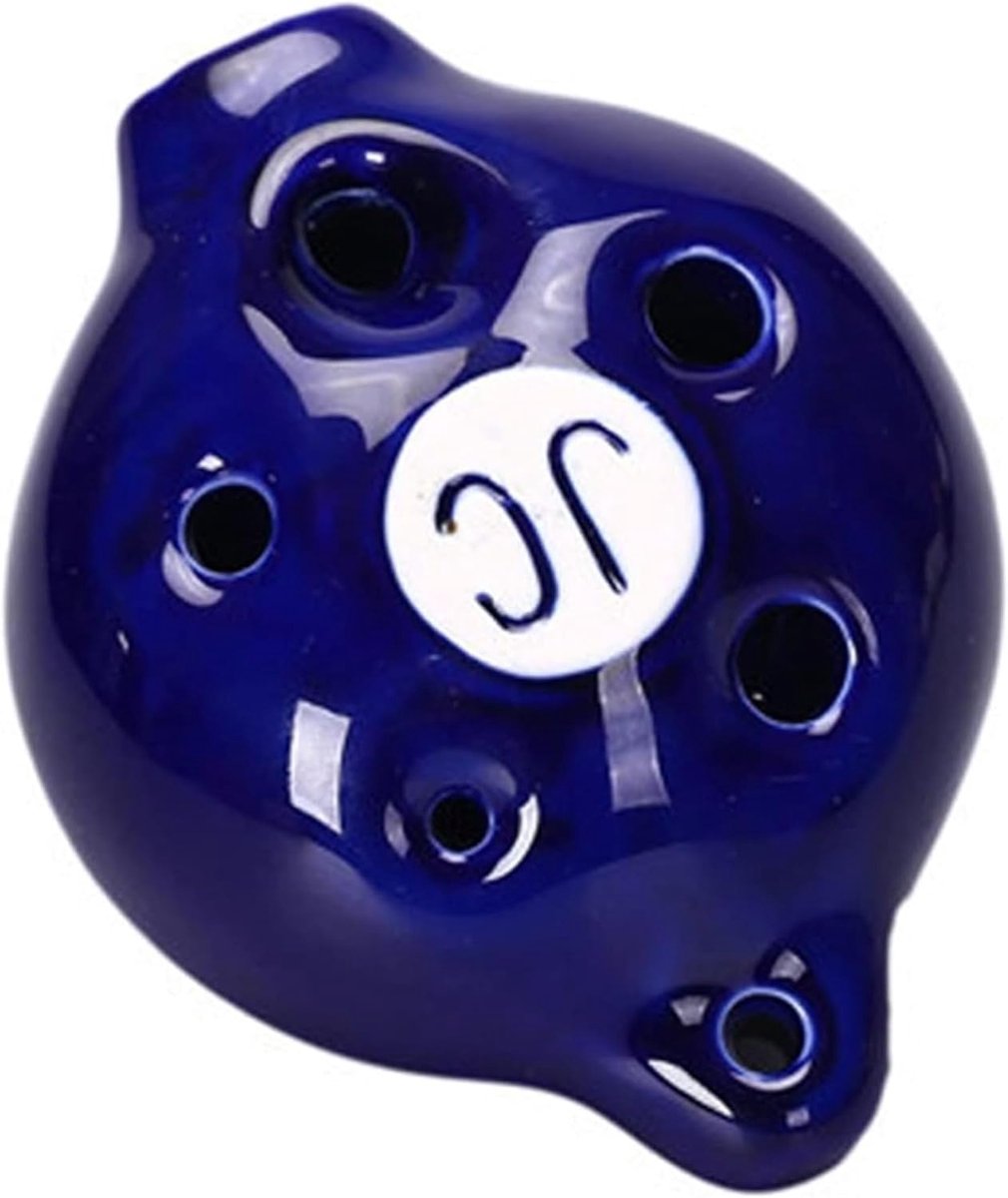 Ocarina - Vier Gaten Fluit - Muziek Leren - Keramische Kwaliteit - 9.6 x 7.3 cm - Koningsblauw
