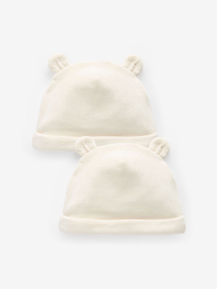 Next - Pasgeboren unisex - Verpakking van 2 velours babymutsen - Crème