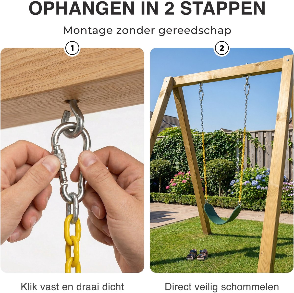 JAXY Schommel - Schommelzitje - Swing  - Kinderschommel - Groen — afbeelding 8