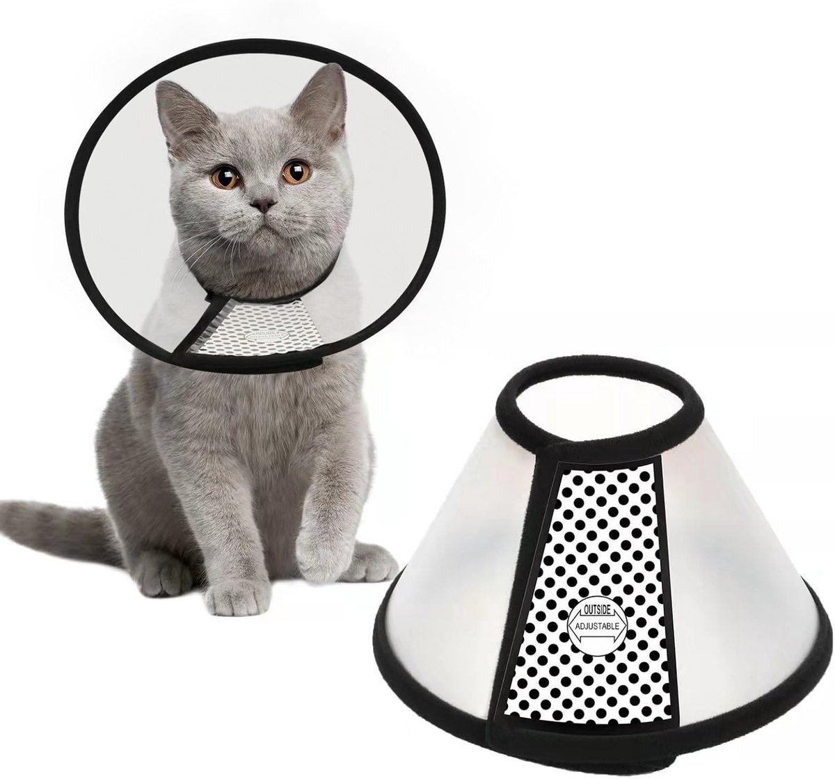 OLOEY Verstelbare Elizabethaanse kraag voor de revalidatie van huisdieren-geschikt voor katten-puppy's en konijnen-Helpt bij wondgenezing-Geschikt voor een nekomtrek van 20-23 cm-diepte-10,5 cm