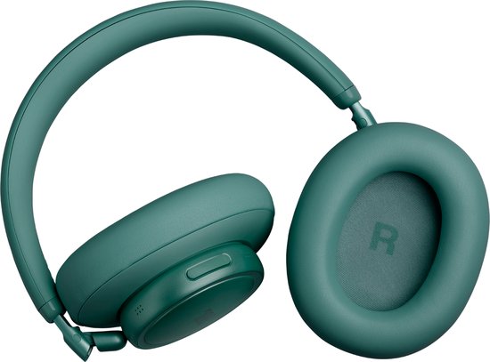 Groene JBL over-ear koptelefoon met ruisonderdrukking, getoond op zwart.