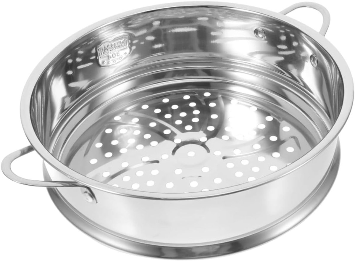 Stoommand Met Handgrepen - Roestvrij Staal - Gezond Koken - Duurzaam Materiaal - 22 Cm Diameter - Zilverkleurig