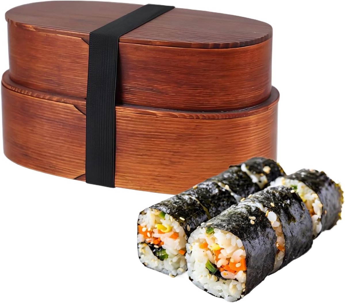 Houten Broodtrommel - Voedselcontainer - School Lunch - Dubbele Laag Isolatie - 19x10x9.8 cm