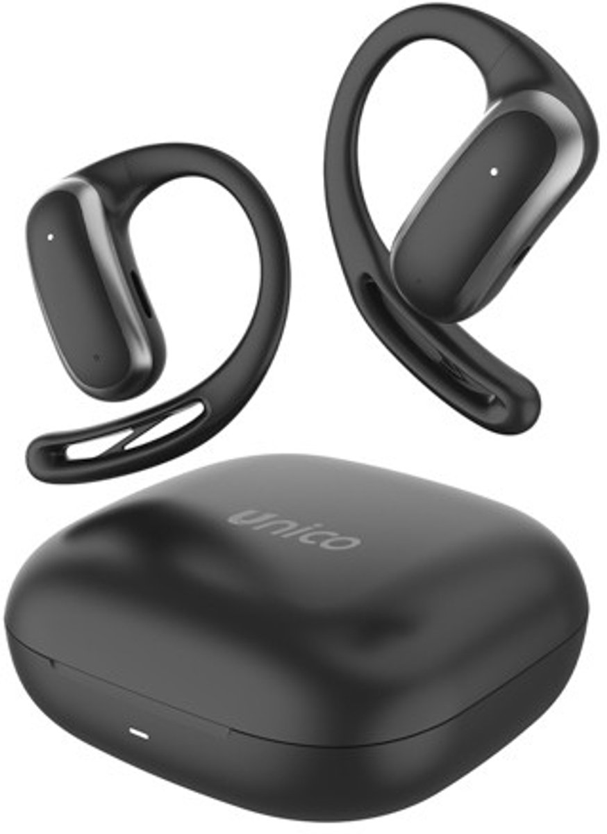 Premium OWS Sport Oordopjes – Bluetooth 5.3 – Open-Ear – Draadloze Headset – Ergonomische Earhooks – Zweetbestendig – 30u Batterij – Zwart