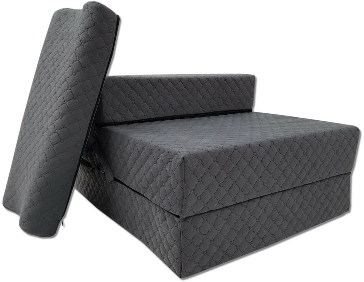 Opvouwbare stoelmatras 200 x 70 x 15 cm – logeermatras, vloermatras en slaapstoel, grafiet