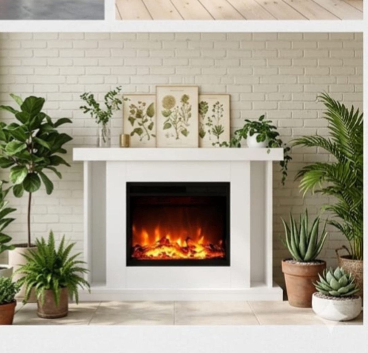 Elektrische sfeerhaard 120x84x38 cm – Arqam FlameVista Luxe Pro met verwarming (1500W), LED vlammen 3 kleuren, 3D vuurbeeld, knisperend effect, afstandsbediening, vrijstaand wit design – Arqam