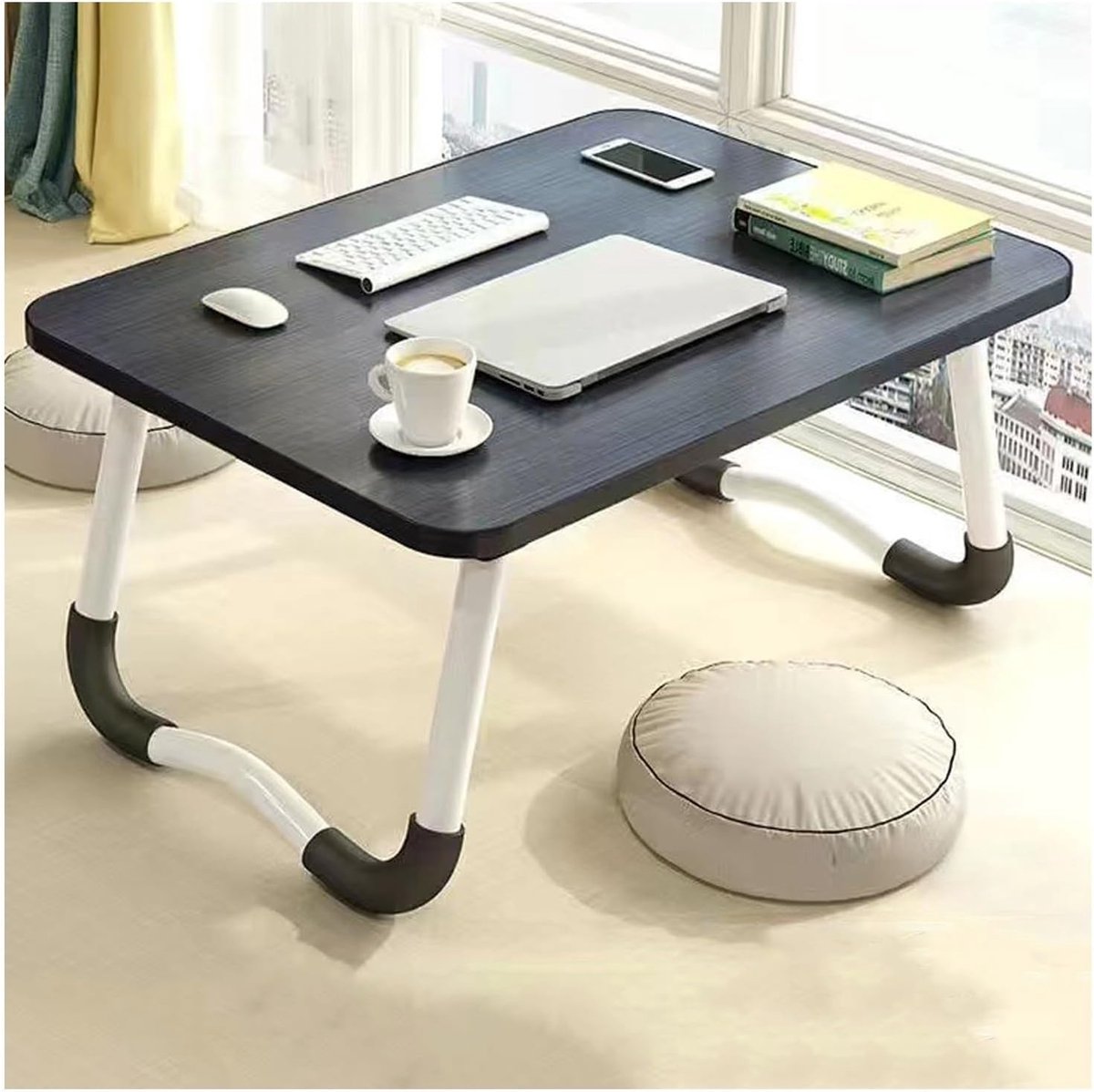 Bed Dienblad - Laptop Tafel - Ontbijt in bed - Opvouwbaar ontwerp - Klein formaat - Zwart