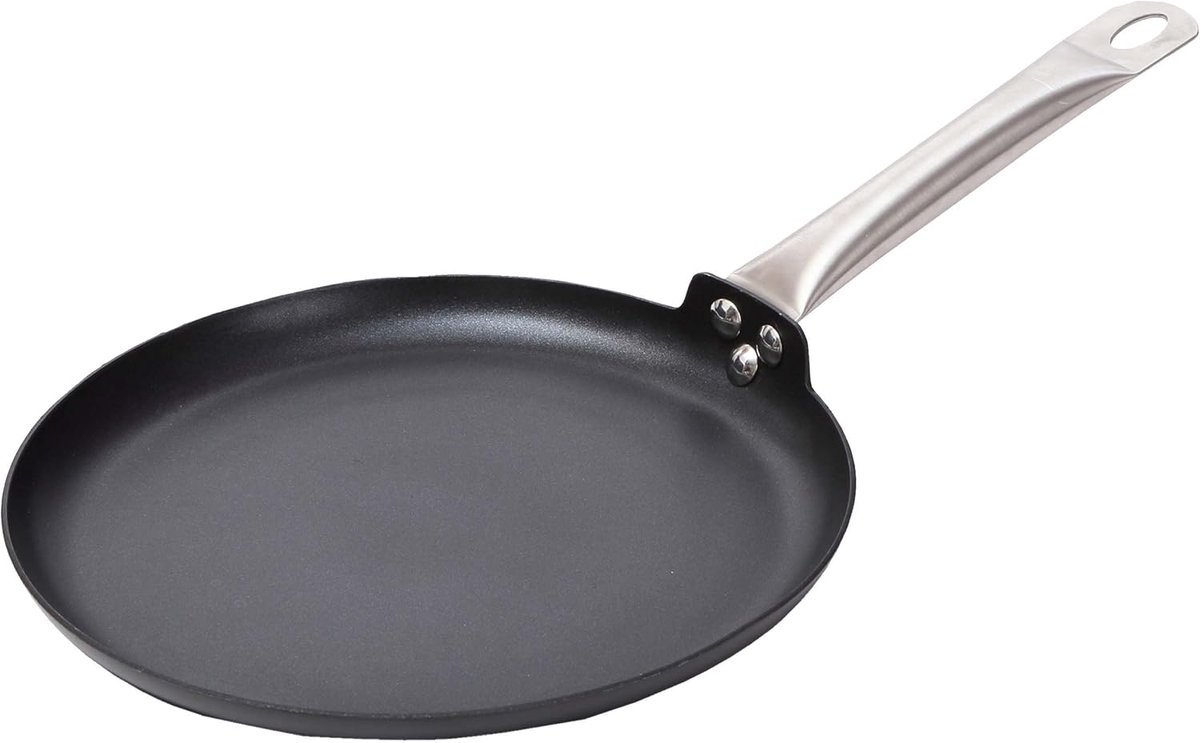 Pannenkoekenpan - Crêpe Pan - Perfect Bakken - Gelijkmatige Warmte - 26 cm - Zwart