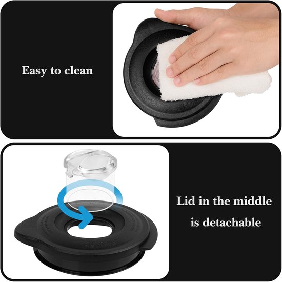 Blender Deksel Vervanging - Reserve Onderdeel - Veilig Mixen - Exacte Pasvorm - 16.3 x 13.6 cm - Zwart van Merkloos — afbeelding 4