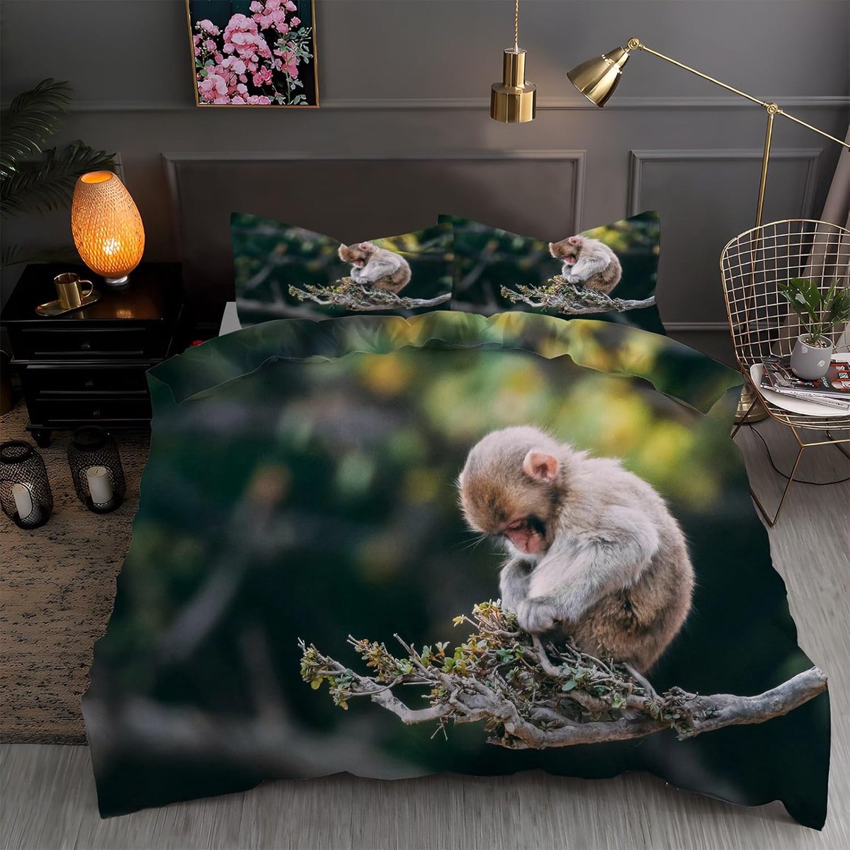 Dekbedovertrek Set - Peuter Beddengoed - Slaapkamer Decoratie - Ademend Zacht Materiaal - 120x150cm Baby - Donkergroen