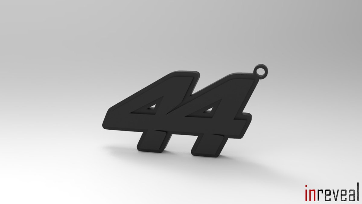 Sleutelhanger F1 '44' Lewis Hamilton (Formule 1) - 63x35x5 mm - Zwart