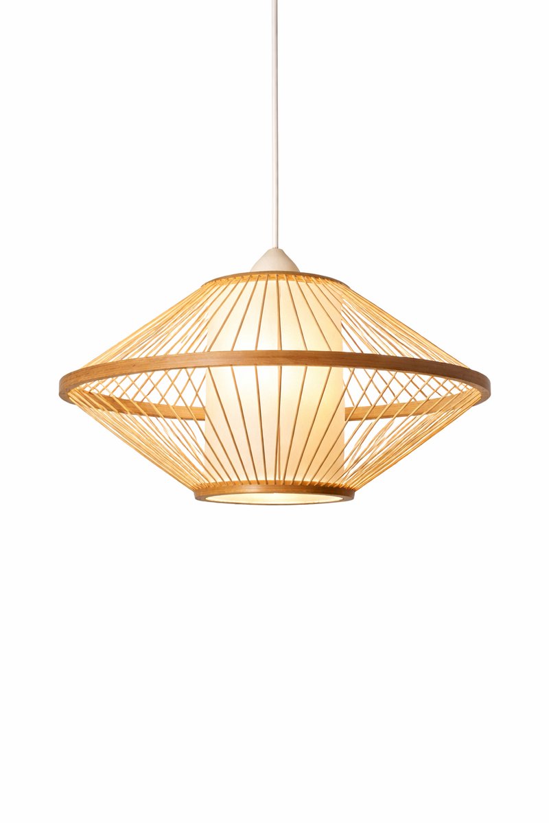 Bamboe Hanglamp Ø40 cm – Japandi – Boho – Licht Naturel – Handgemaakt – E27 – Sfeerverlichting Woonkamer / Eettafel