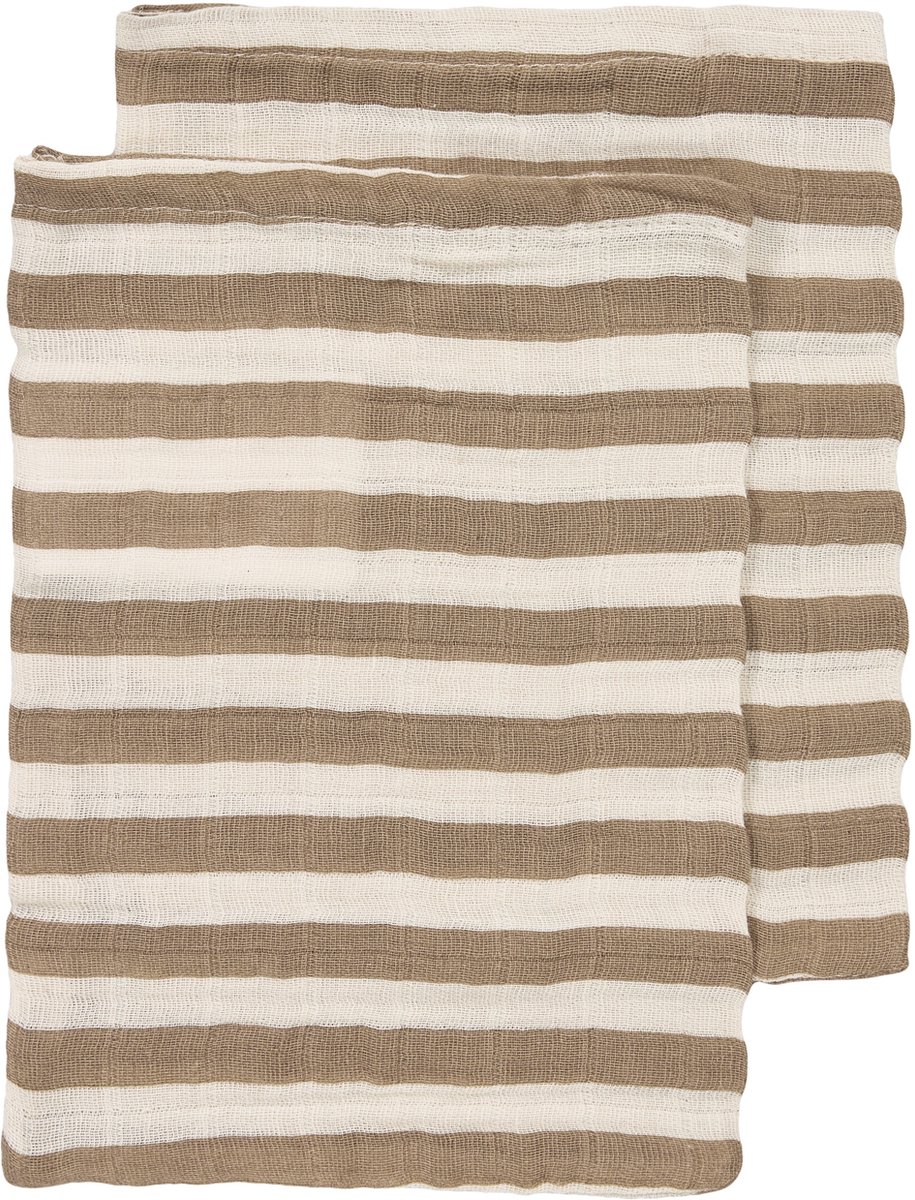 Hydrofiele doeken pre-washed Fat Stripe Taupe 20x17cm - 2-pack