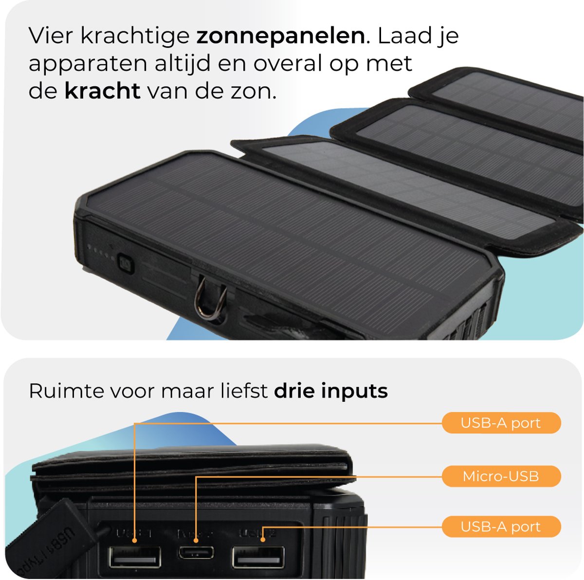 Waggle Toys Solar Powerbank 27.000 mAh met Draadloos Opladen - afbeelding 2