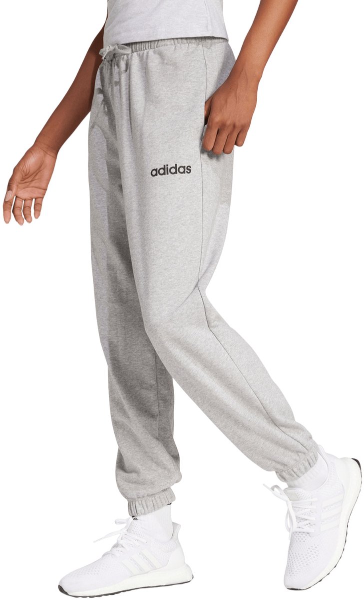 adidas Broek Dames Essentials Linear French Terry Cuffed Lichtgrijs
