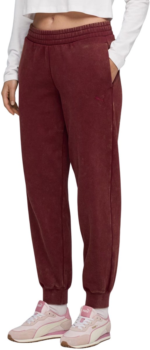 Puma Broek Dames ESS Elevated Comfort Wash Sweatpants Bordeauxrood