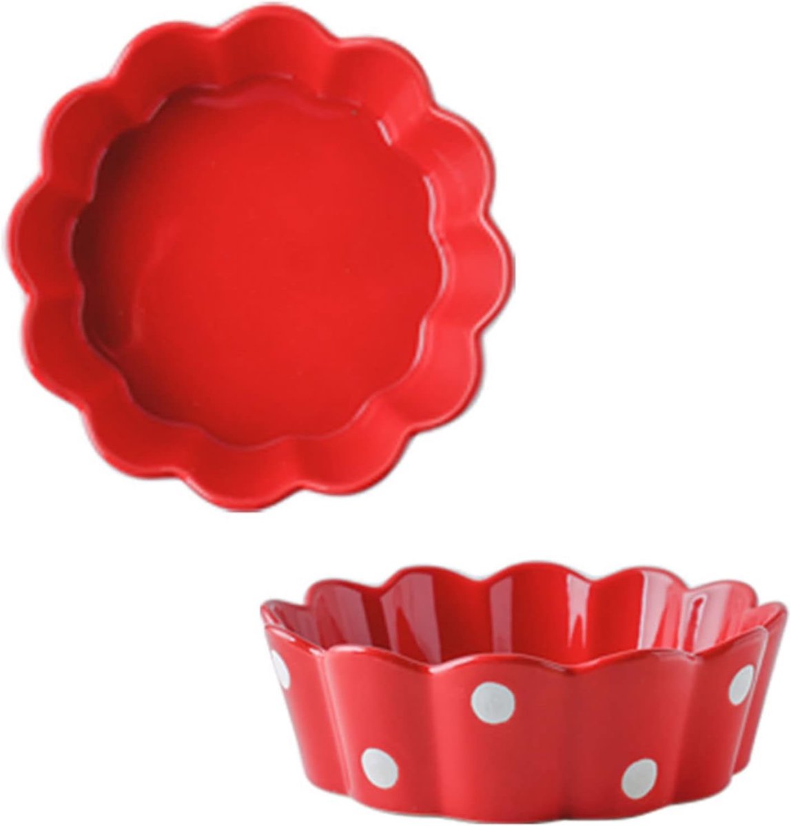 Ovenschaal Set - Keramische Schalen - Bakken Koken - Diep Rond - 15 cm - Rood
