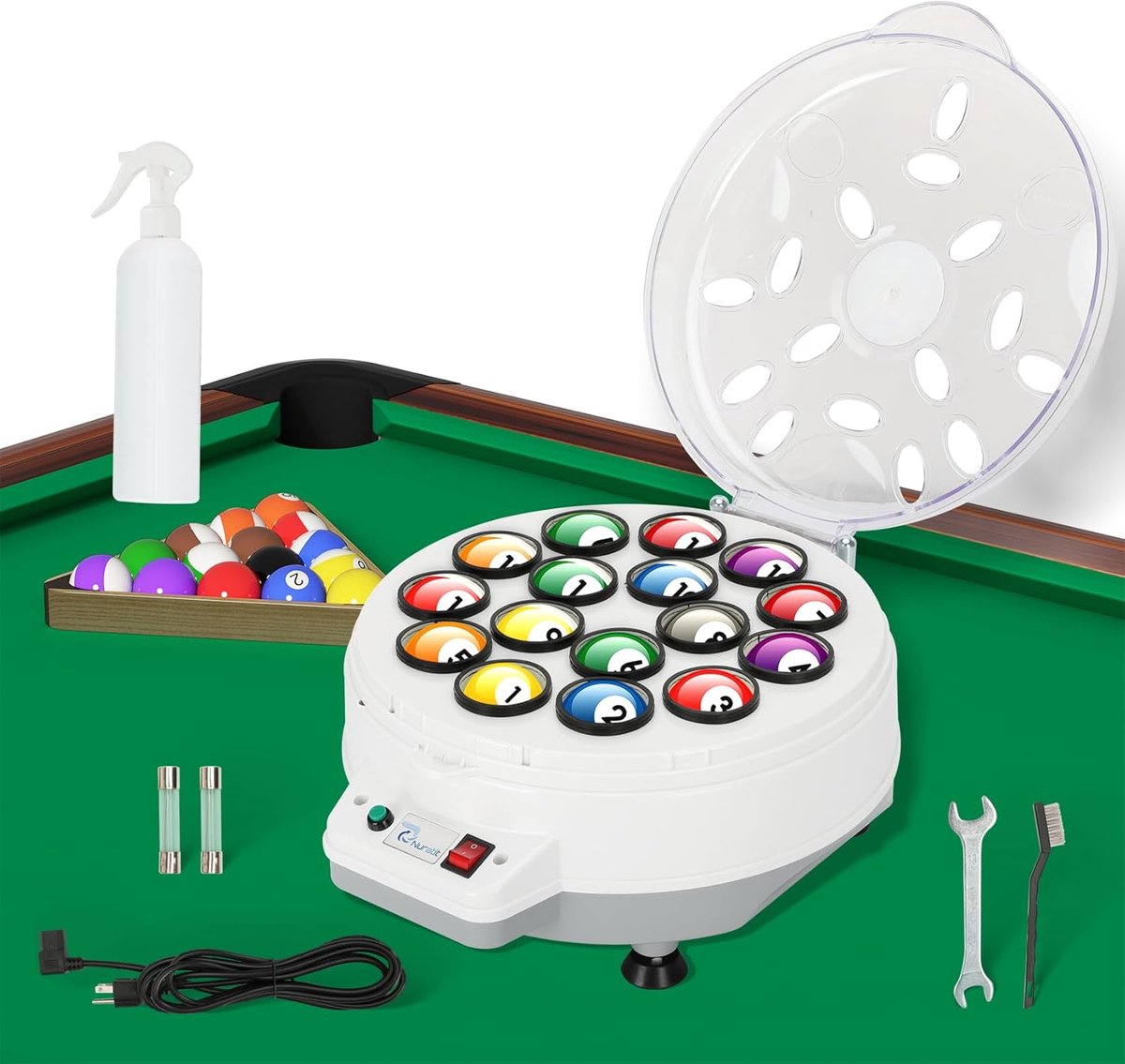 Biljartbal Reiniger - Poolbal Poetsmachine - Snelle Reiniging - Automatisch Systeem - Voor 16 Ballen