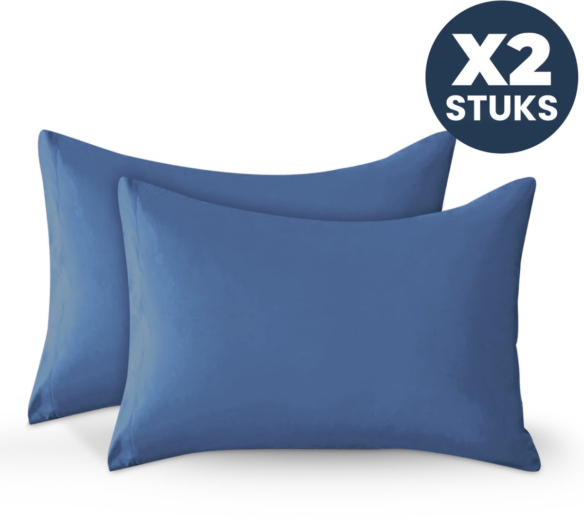Sleep Comfy Deluxe Kussensloop - 60x70 cm Set van 2 Stuks– Envelopsluiting – Zacht & Ademend – Aegean Blue