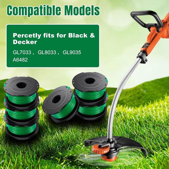 6 stuks grastrimmer spoel lijn vervangingsonderdeel voor Black & Decker GL7033 GL8033 GL9035 van Merkloos	 — afbeelding 4