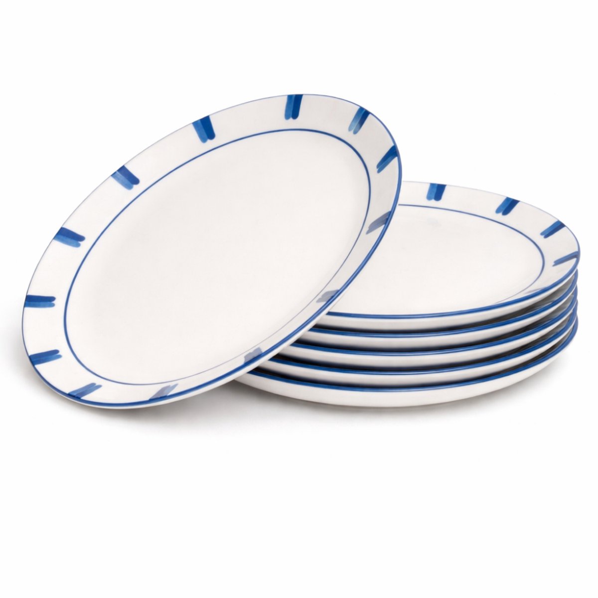 OTIX Dinerborden - 6 Stuks - Porselein - Servies- Borden - Blauw - Wit - Eetborden - 27 cm - LAGUNA