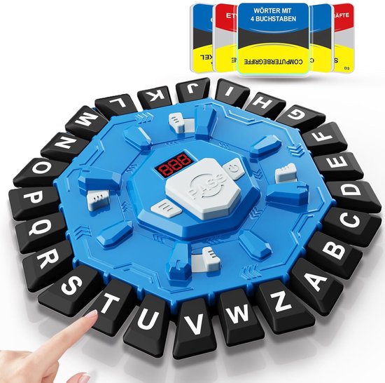 Familie bordspel - Woordspel met 2 spelmodi en 24 letters - Snelle puzzel game met 220 themacategorieën - Voor 2-8 spelers - Leuk gezelschapsspel voor kinderen en volwassenen - Blauw