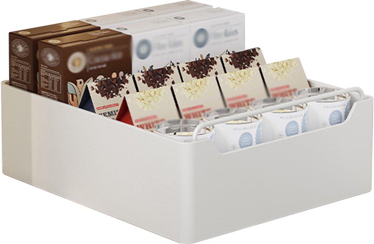 Uitschuifbare Kast Organizer Lade - Zonder Boren - Keukenkast Inrichting & Opbergsysteem - Voor Keuken, Badkamer en Voorraadkast - Wit - 43x30x14 cm