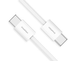 Câble iMoshion - Câble USB C vers USB C - 1 mètre - 60W - Chargeur rapide & Synchronisation des données - Câble de charge - Nylon - Wit