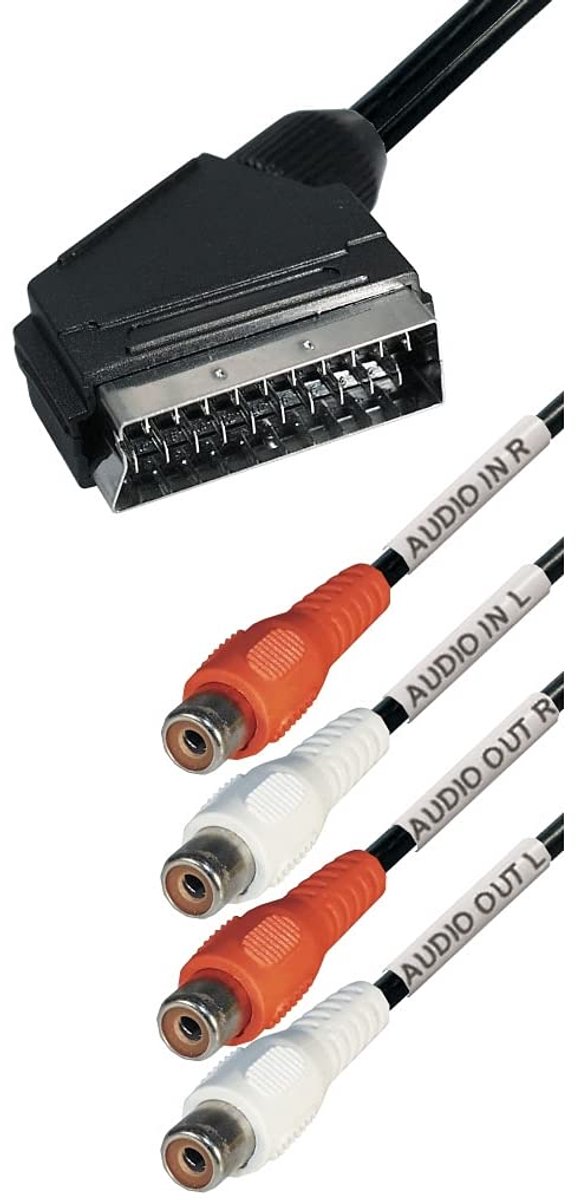 Scart naar Tulp adapter - Audio Video Kabel - Apparaten Verbinden - In en Uit Functie - 20 cm - Zwart