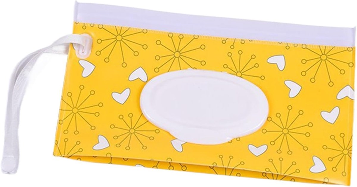 Doekjes Container - Natte Doekjes Tas - Draagbaar Gebruik - Herbruikbaar Waterdicht - 26 x 16 cm - Gele Paardenbloem