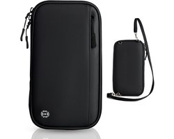 Luxe RFID-Blokkerende Paspoort Houder - Familie Reisportemonnee voor 6 Paspoorten - Waterdichte Reisorganisator met Schouderriem - Zwart - 23x13cm - Travel Wallet voor Tickets & Telefoon