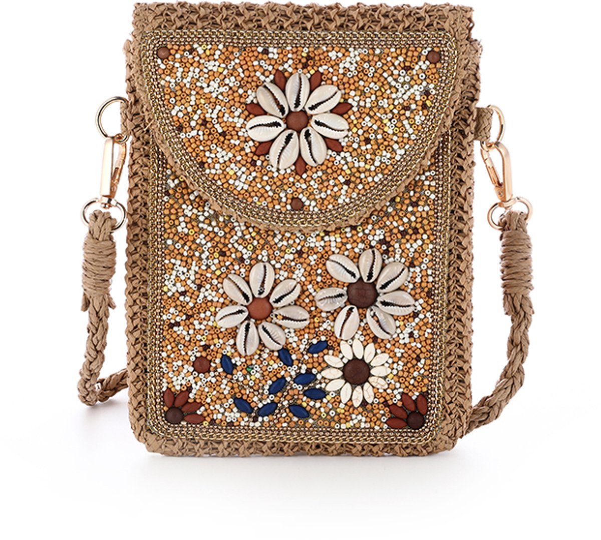 Telefoontasje Boho Beads - Mozaik - Multi - Khaki