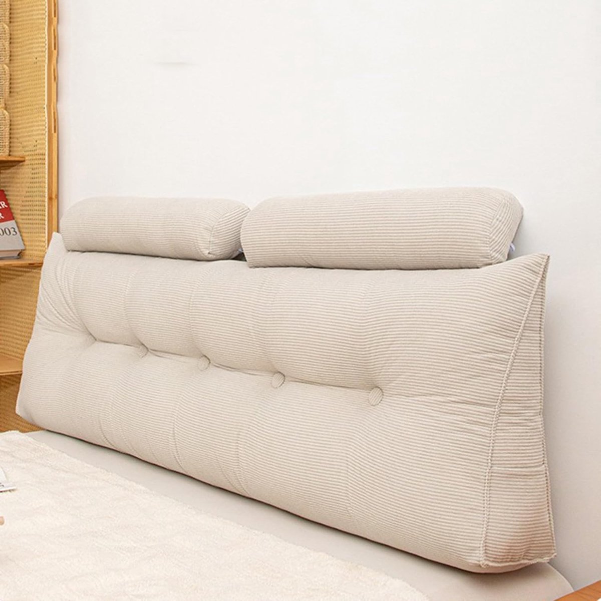 Driehoekig Hoofdkussen - Wigkussen Bed - Lezen en Ontspannen - Afneembare Hoes - 120x60x20 cm - Grijs