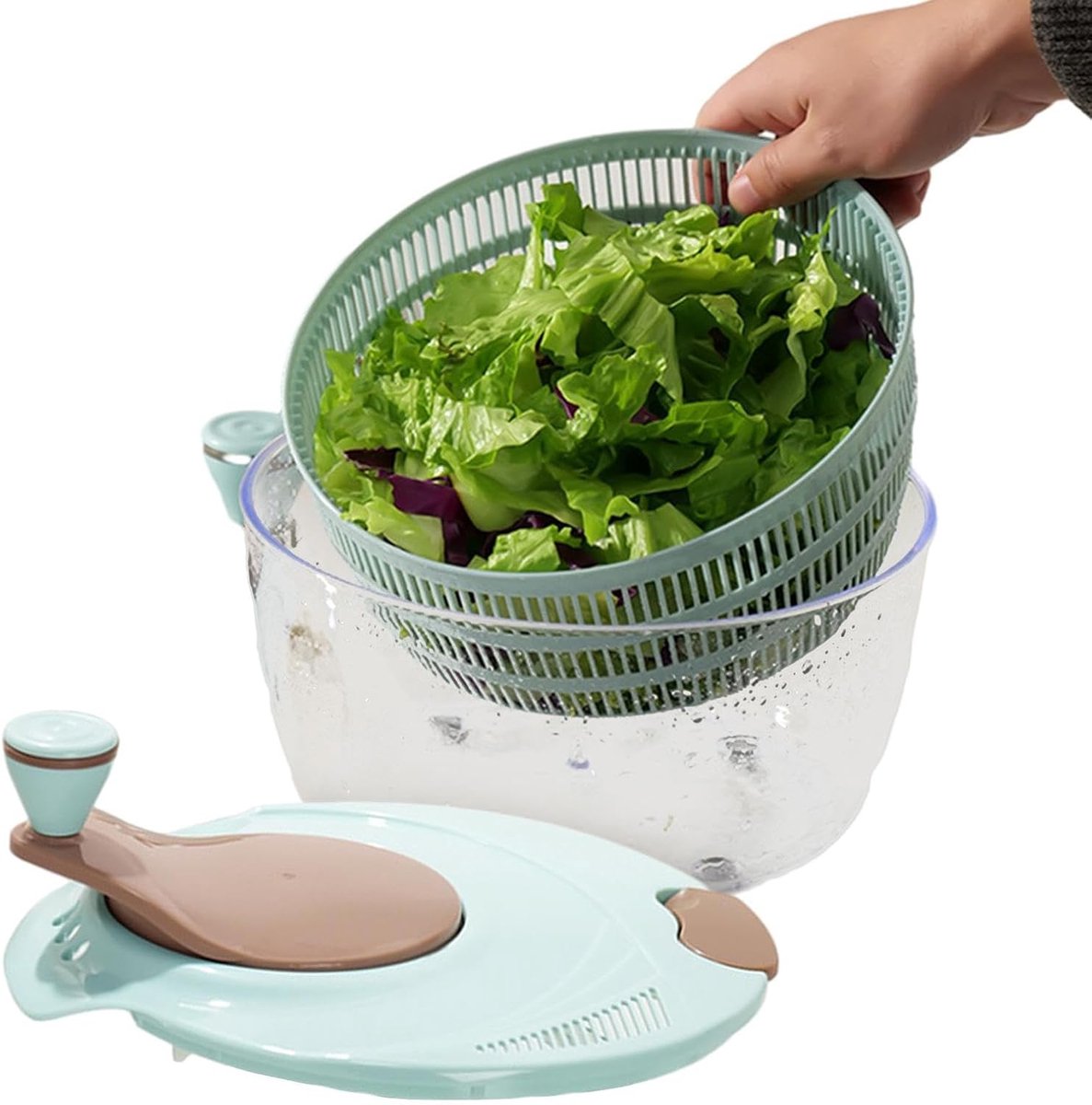 Slacentrifuge - Keuken Salade Droger - Groenten Wassen - Dubbellaags Ontwerp - 24.5 cm - Blauw