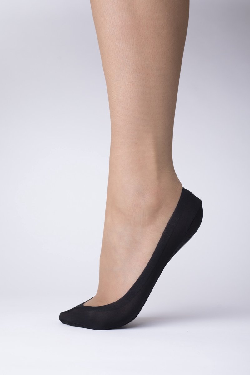 Steps - Footies - Katoenen Zool - Onzichtbaar - 2-pack - Allround Silicone - 35-38 - Zwart - C004