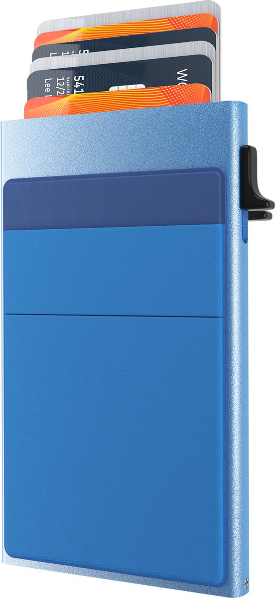 Hëndig Premium Pasjeshouder met Sleeve Mannen Blauw - 9 pasjes + Briefgeld RFID Creditcardhouder Mannen en Vrouwen Uitschuifbaar Portemonnee Inc. Luxe Cadeauverpakking