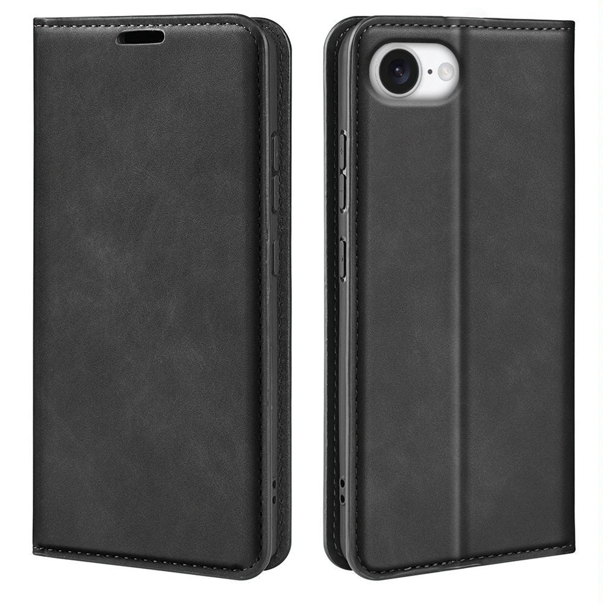 Mobigear Telefoonhoesje geschikt voor Apple iPhone 17e Hoesje | Mobigear Retro Slim Bookcase Portemonnee | Pasjeshouder voor 2 Pasjes | Telefoonhoesje voor Pinpas / OV Kaart / Rijbewijs - Zwart