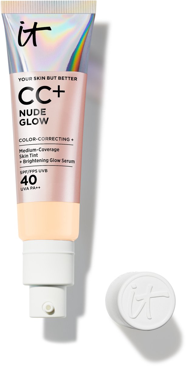 IT Cosmetics Your Skin But Better CC+ Nude Glow SPF40 Foundation - Lichte Textuur - Glow Serum met 2% Niacinamide, Hyaluronzuur, Groene thee-extract en SPF 40 - Fair - 32ml